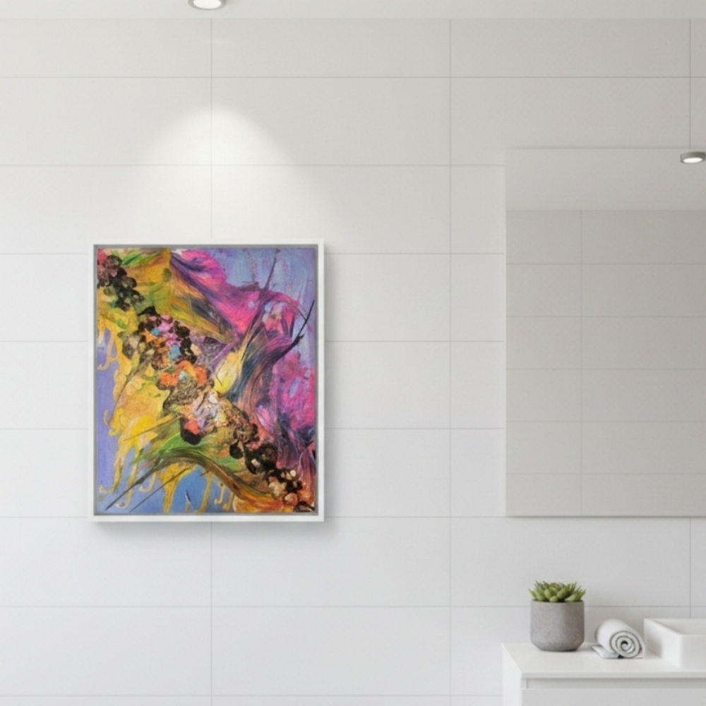 Hand Crafted floral acrylic pouring fluid art unique abstract liquid modern art